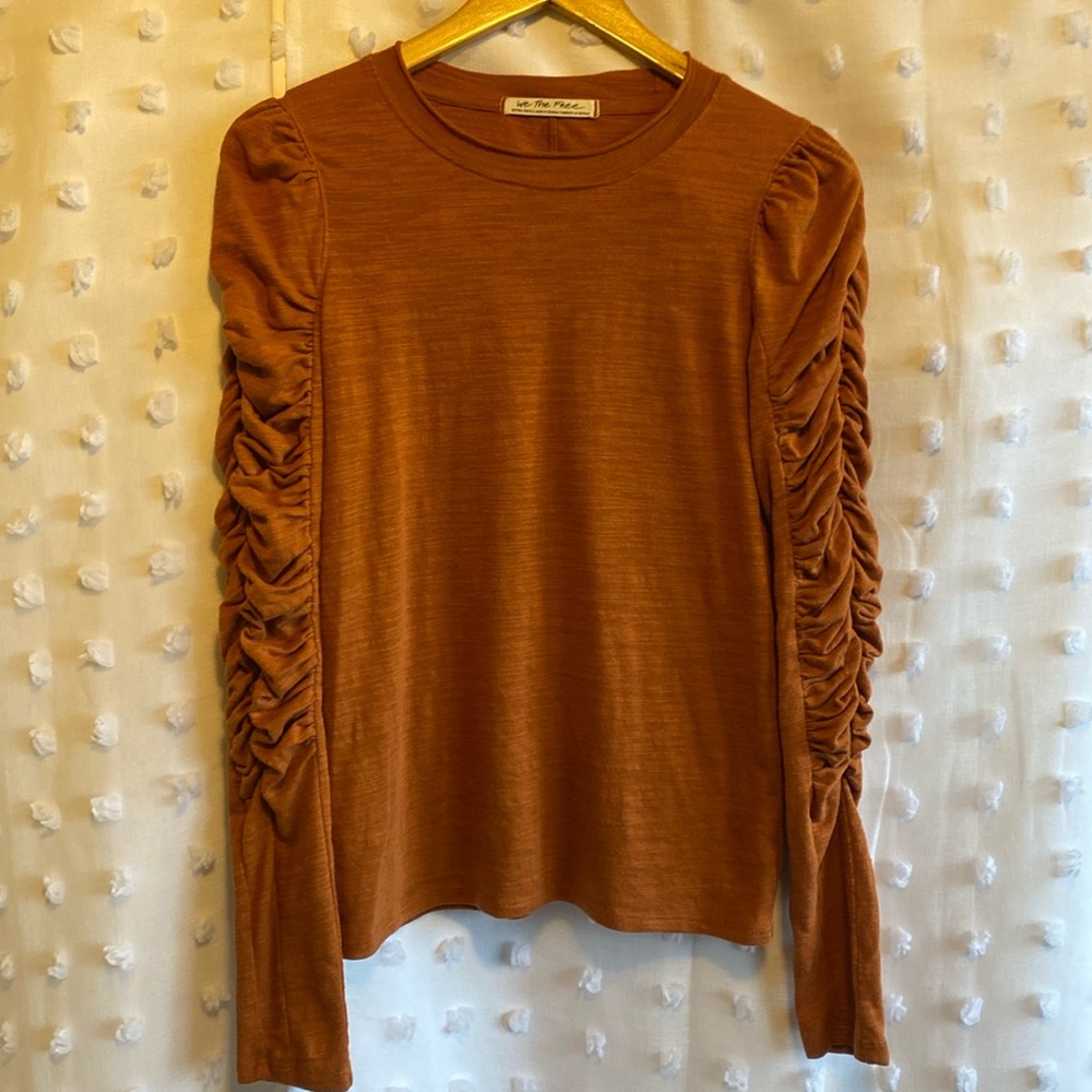 Free People Ruched Long Sleeve Top